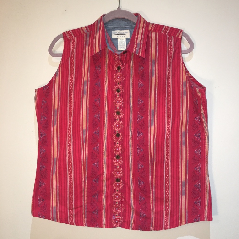 Wrangler Blues Vintage Sleeveless Shirt Large